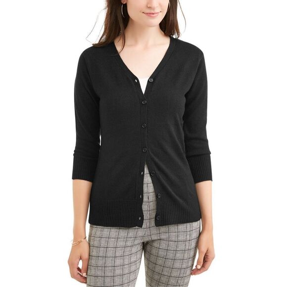 ✨Divided by H&M Womens Button Down V-Neck Cardigan Black✨ - Picture 1 of 8
